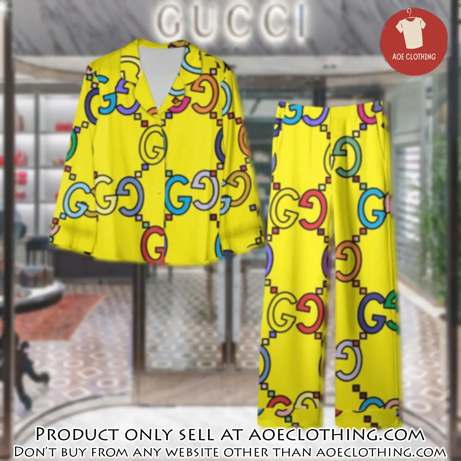 Trending luxury gc satin pajama set pjs1060 aoe2602592